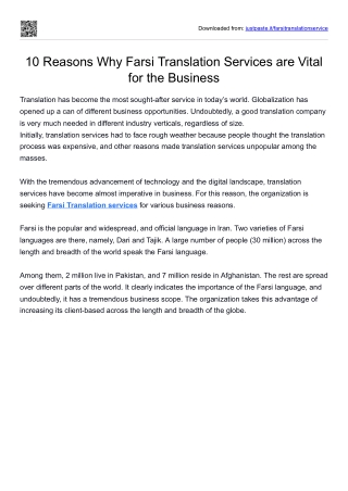 10 Reasons Why Farsi Translation Services are Vital for the Business