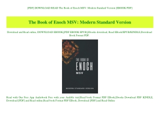 [PDF] DOWNLOAD READ The Book of Enoch MSV Modern Standard Version [EBOOK PDF]