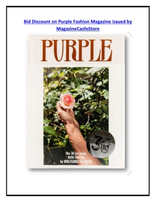 Bid Discount on Purple Fashion Magazine issued by MagazineCasfeStore