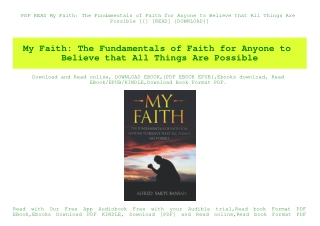PDF READ  My Faith The Fundamentals of Faith for Anyone to Believe that All Things Are Possible [[] [READ] [DOWNLOAD]]