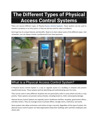 The Different Types of Physical Access Control Systems
