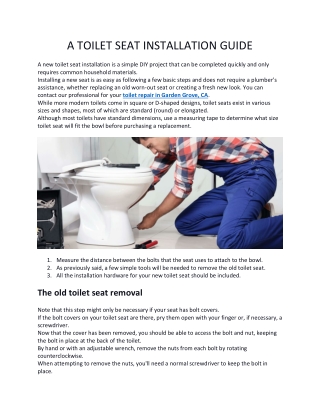 A Toilet Seat Installation Guide