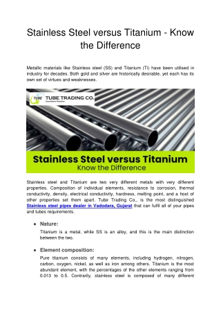 Stainless Steel versus Titanium - Know the Difference