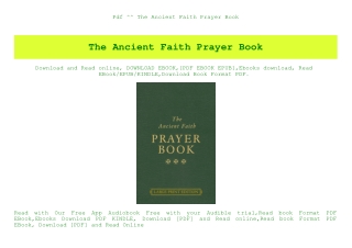 Pdf ^^ The Ancient Faith Prayer Book (DOWNLOAD E.B.O.O.K.^)