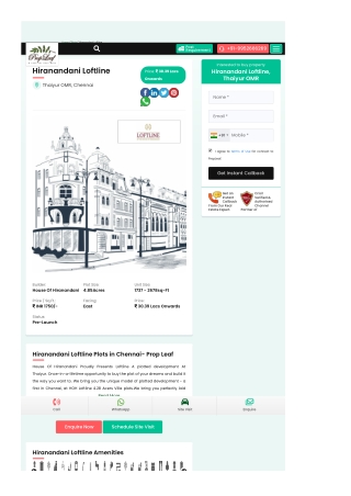 Hiranandani Loftline Plots in Chennai