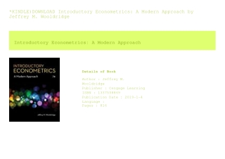 *KINDLE)DOWNLOAD Introductory Econometrics A Modern Approach  by Jeffrey M.