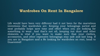 Wardrobes On Rent In Bangalore