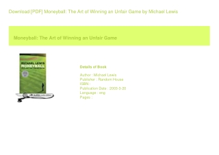 Download [PDF] Moneyball The Art of Winning an Unfair Game  by Michael   Lew
