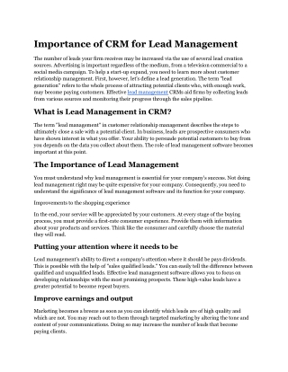 Importance of CRM for lead management.docx