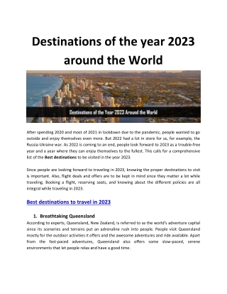 Destinations of the year 2023 around the world 23-11-22