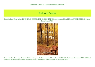 DOWNLOAD  Not as it Seems DOWNLOAD @PDF