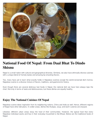 National Food Of Nepal