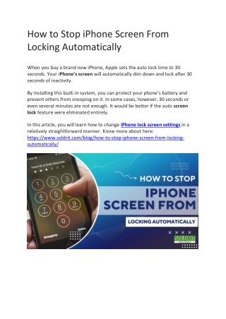 How to Stop iPhone Screen From Locking Automatically