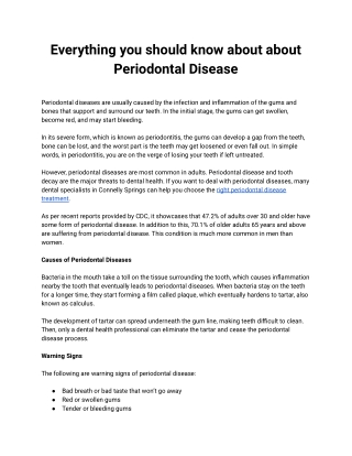 Everything you should know about Periodontal Disease