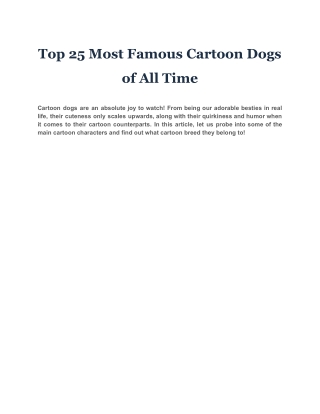 Top 25 Most Famous Cartoon Dogs of All Time
