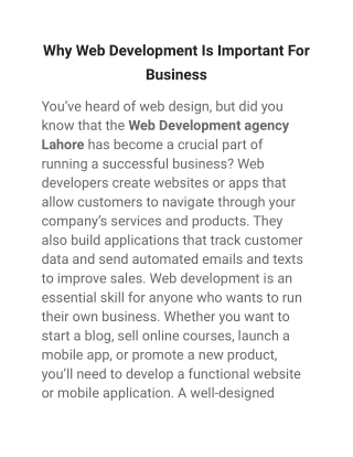 Why Web Development Is Important For Business