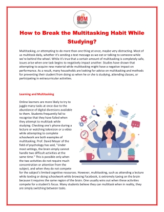 How to Break the Multitasking Habit While Studying