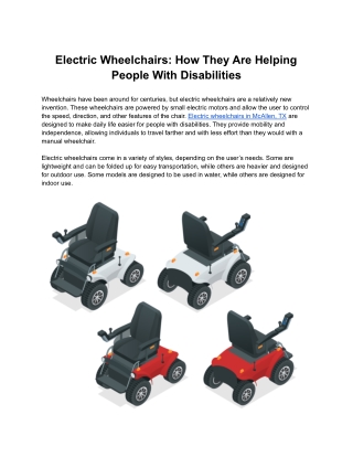 Electric Wheelchairs: How They Are Helping People With Disabilities