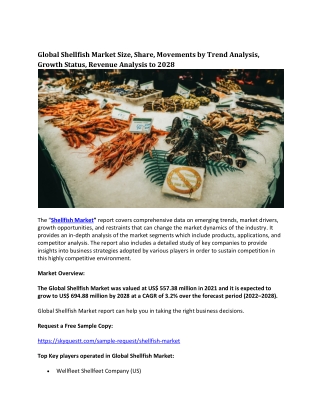 Global Shellfish Market Size, Share, Movements by Trend Analysis, Growth Status