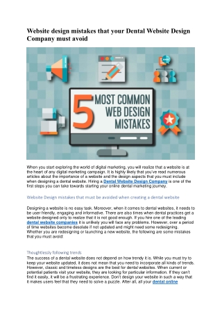 Website design mistakes that your Dental Website Design Company must avoid