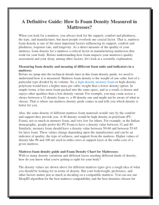 A Definitive Guide How Is Foam Density Measured in Mattresses