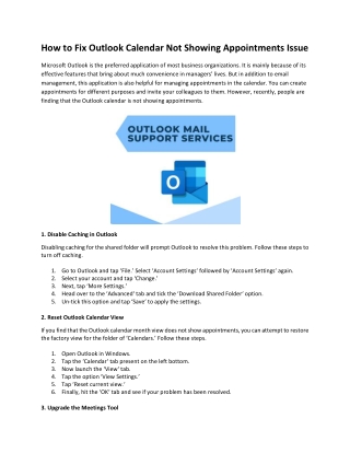 How to Fix Outlook Calendar Not Showing Appointments Issue