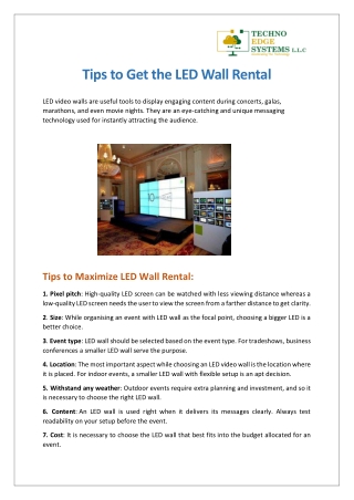 PDF of Tips to get LED Wall Rental