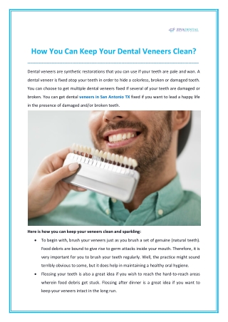 How You Can Keep Your Dental Veneers Clean?