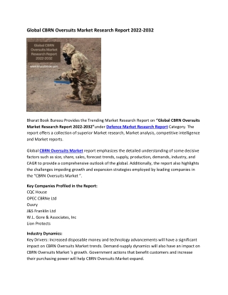 Global CBRN Oversuits Market Research Report 2022-2032