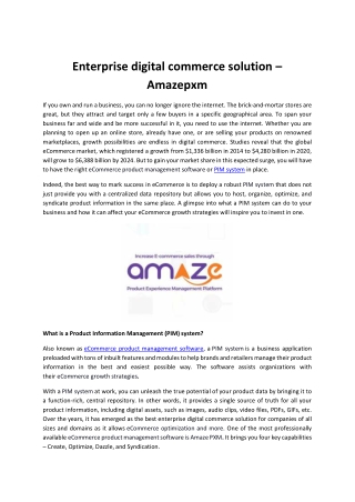Enterprise digital commerce solution - Amazepxm