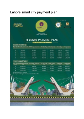 Lahore smart city payment plan