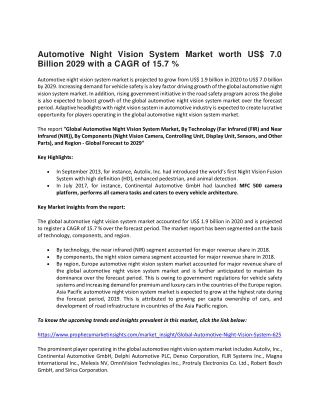 Automotive Night Vision System Market