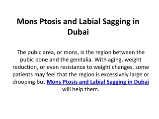 Mons Ptosis and Labial Sagging in Dubai