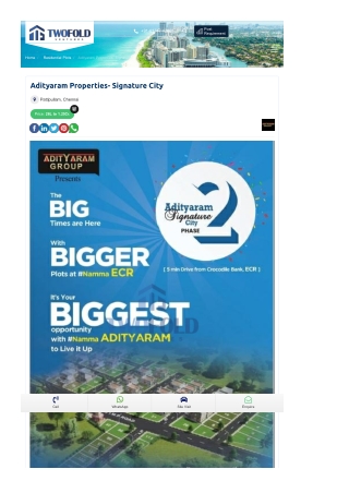 Adityaram Properties Signature City Plots For Sale