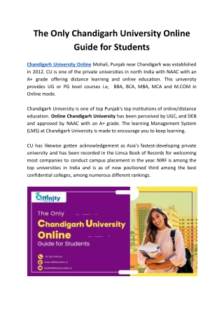 The Only Chandigarh University Online Guide for Students