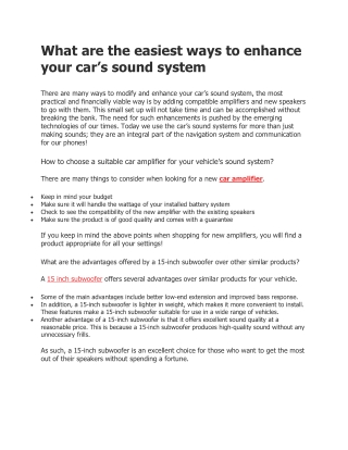 What are the easiest ways to enhance your car’s sound system