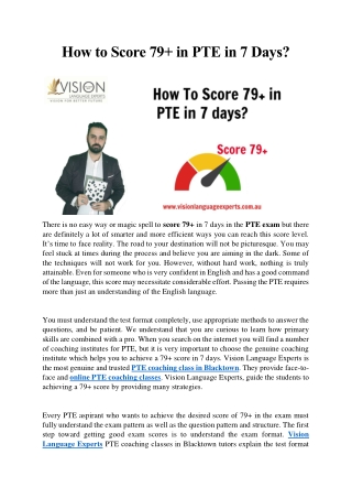 How to Score 79  in PTE in 7 Days