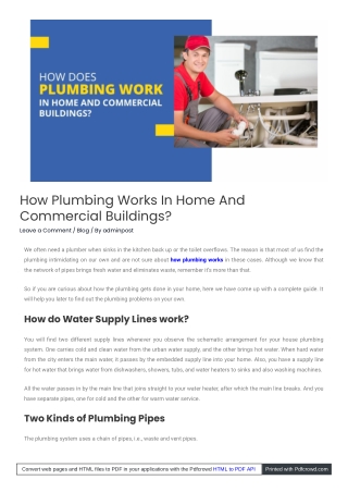 How Plumbing Works In Home And Commercial Buildings?