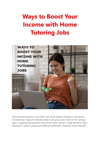 Ways to Boost Your Income With Home Tutoring Jobs