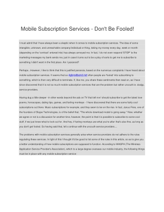 Mobile Subscription Services
