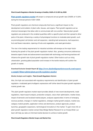 Plant Growth Regulators Market Growing at Healthy CAGR of 13.20 by 2028