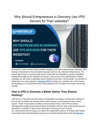 Why Should Entrepreneurs in Germany Use VPS Servers for Their websites?