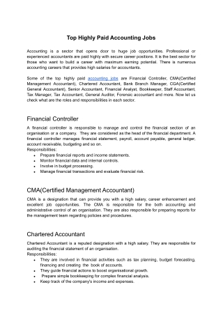 Apply For Your Dream Accounting and Finance Jobs