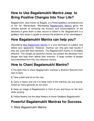 Bagalamukhi Mantra Jaap