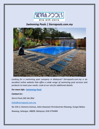 Swimming Pools | Sierrapools.com.my