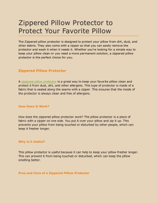 Zippered Pillow Protector to Protect Your Favorite Pillow