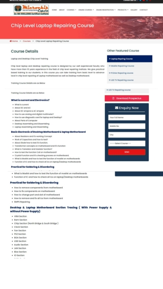 Chip Level Repairing Institute in Delhi | Chip Level Laptop Repairing Course Del