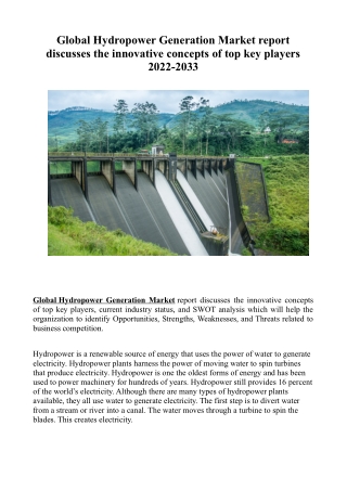 Hydropower Generation
