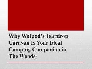 Why Wotpod’s Teardrop Caravan Is Your Ideal Camping Companion in The Woods