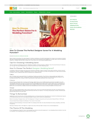 How To Choose The Perfect Designer Saree For A Wedding Function